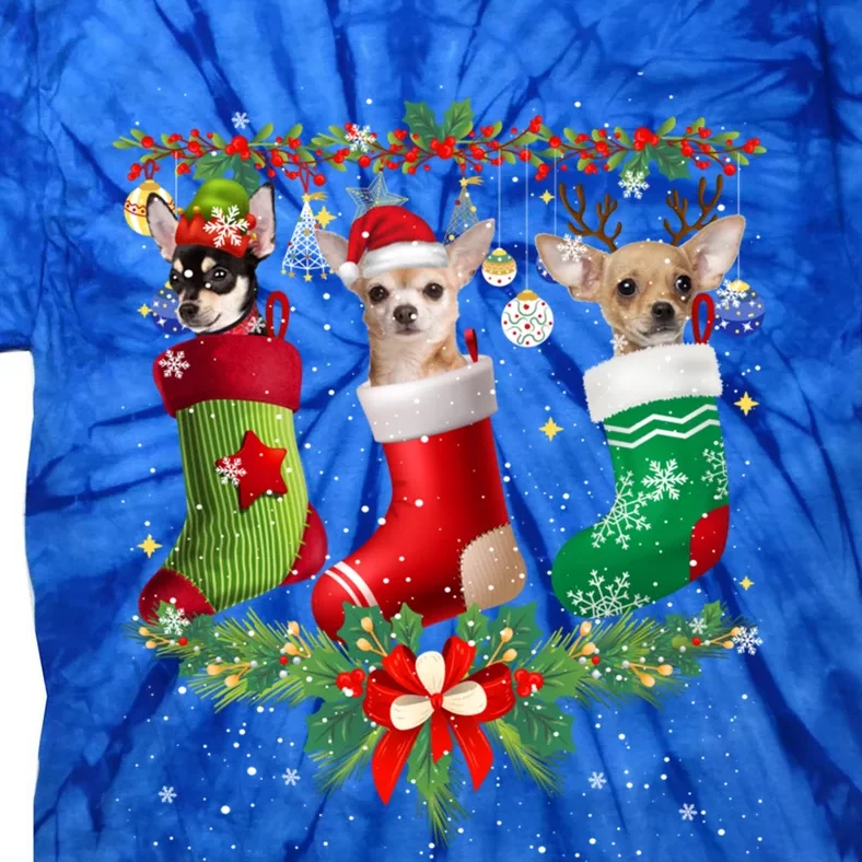 Chihuahua Christmas Lights Gift Funny Xmas Dog Lover Gift Tie-Dye T-Shirt