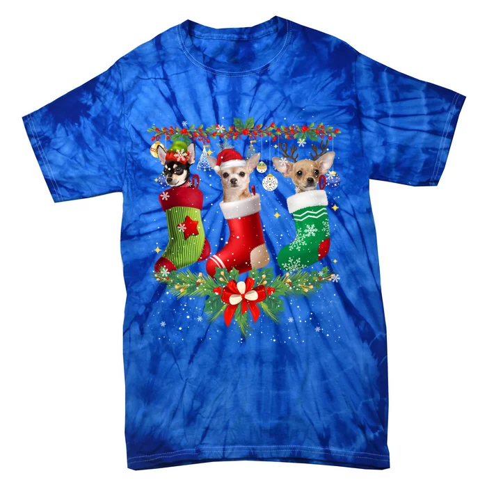 Chihuahua Christmas Lights Gift Funny Xmas Dog Lover Gift Tie-Dye T-Shirt