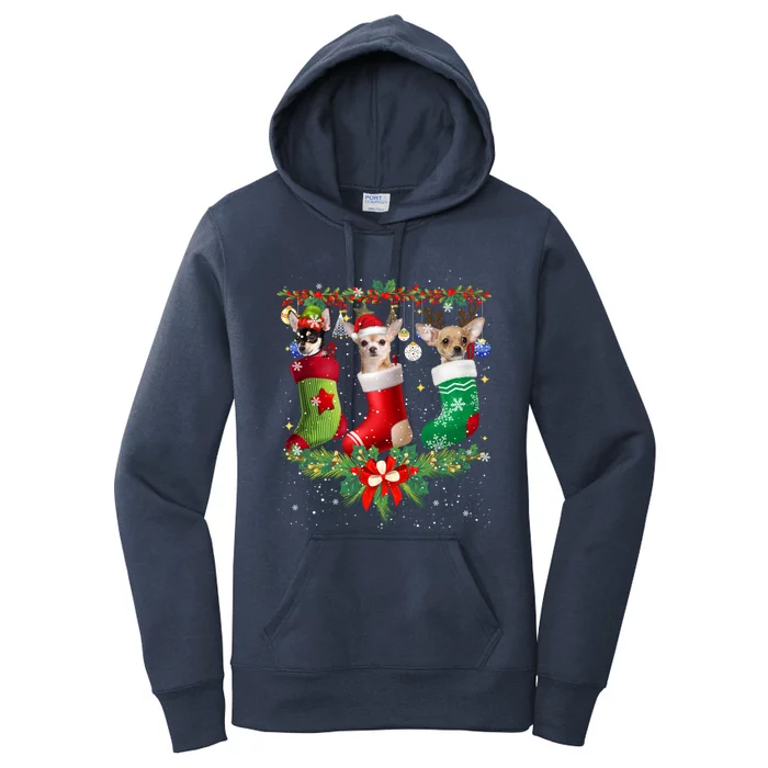 Chihuahua Christmas Lights Gift Funny Xmas Dog Lover Gift Women's Pullover Hoodie