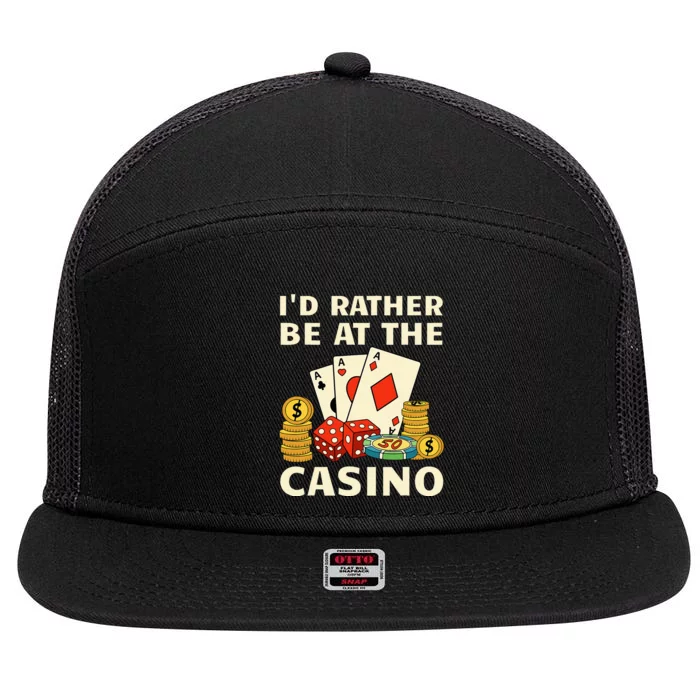 Cool Casino Lover Art Casino Gambling Gambler 7 Panel Mesh Trucker Snapback Hat