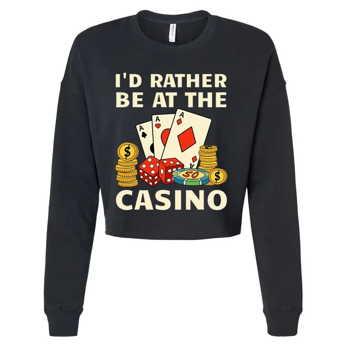 Cool Casino Lover Art Casino Gambling Gambler Cropped Pullover Crew