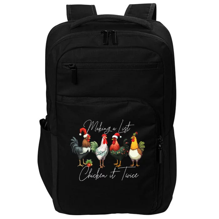 Christmas Chicken Lover Xmas Santa Hat Funny Farm Gift Impact Tech Backpack