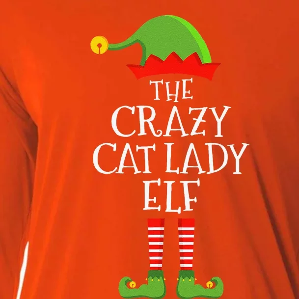 Crazy Cat Lady Elf Funny Christmas Matching Family Pajama Cooling Performance Long Sleeve Crew