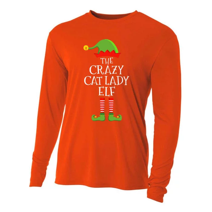 Crazy Cat Lady Elf Funny Christmas Matching Family Pajama Cooling Performance Long Sleeve Crew