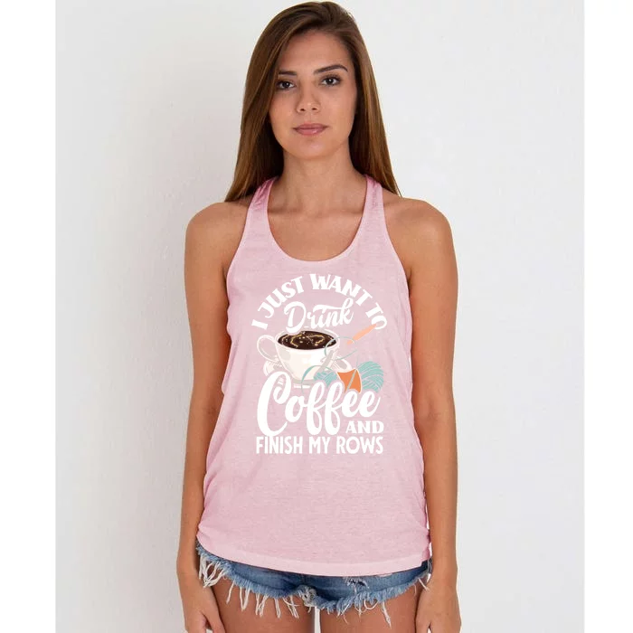 Crochet Coffee Lover Cute Crocheting Gift Women's Knotted Racerback Tank