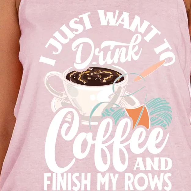 Crochet Coffee Lover Cute Crocheting Gift Women's Knotted Racerback Tank