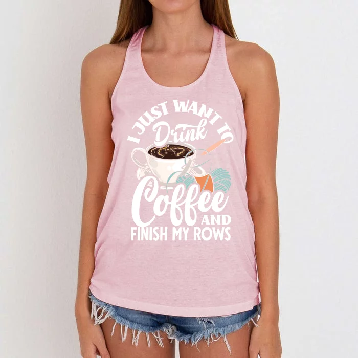 Crochet Coffee Lover Cute Crocheting Gift Women's Knotted Racerback Tank