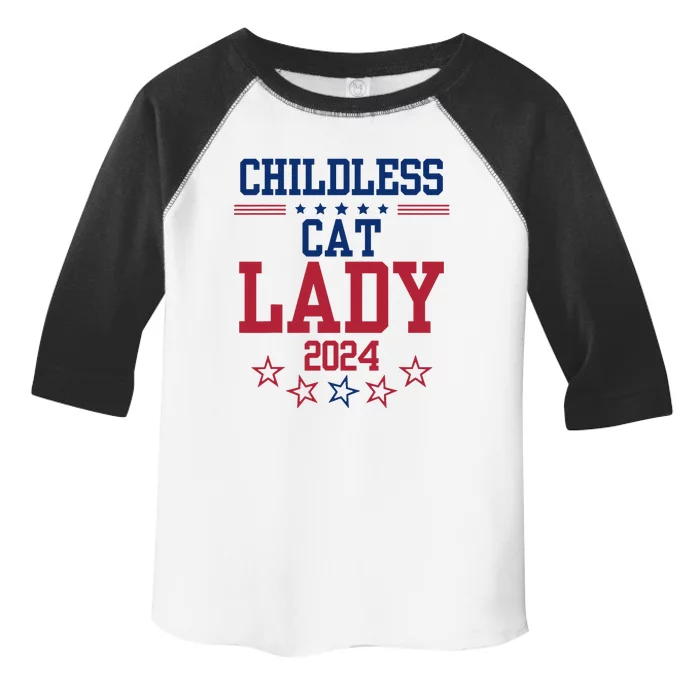 Childless Cat Lady 2024 Funny Political Elections Democrat Toddler Fine Jersey T-Shirt