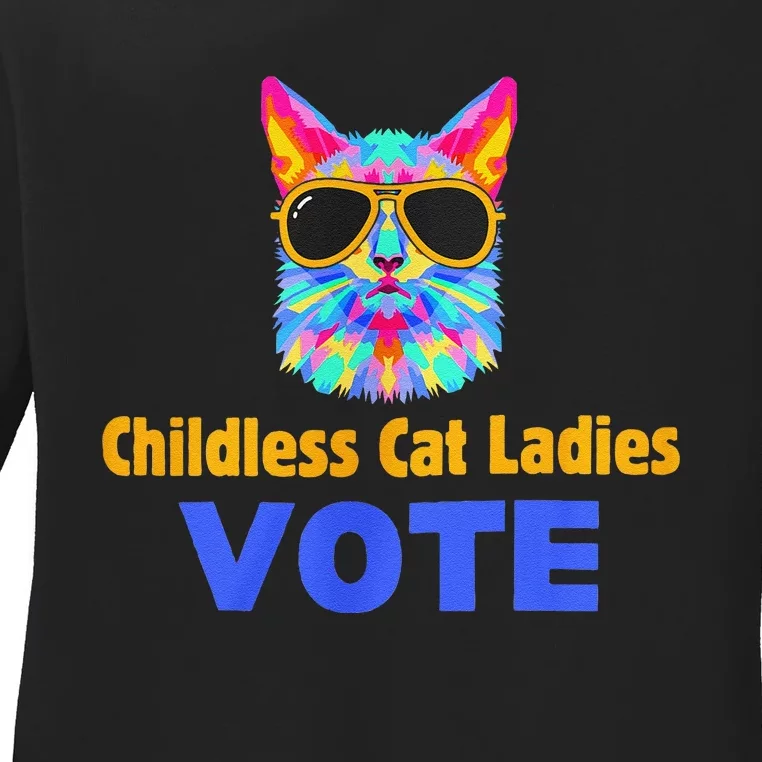 Childless Cat Ladies Vote Blue Gift Ladies Long Sleeve Shirt