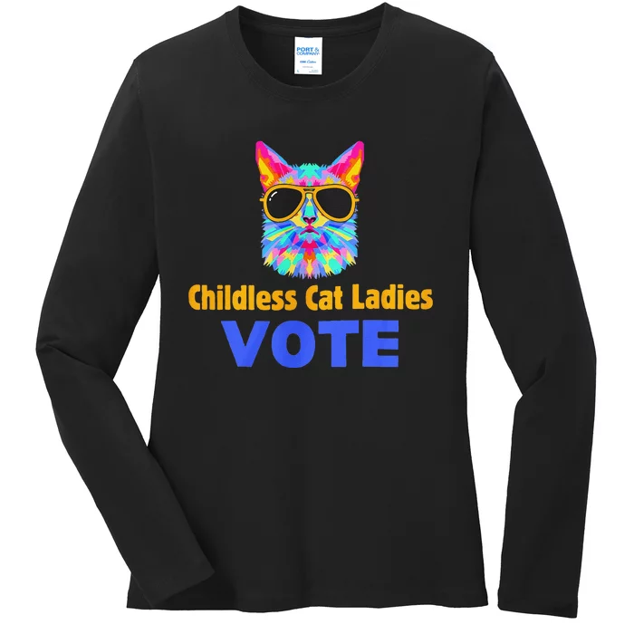 Childless Cat Ladies Vote Blue Gift Ladies Long Sleeve Shirt