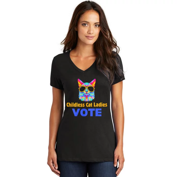 Childless Cat Ladies Vote Blue Gift Women's V-Neck T-Shirt