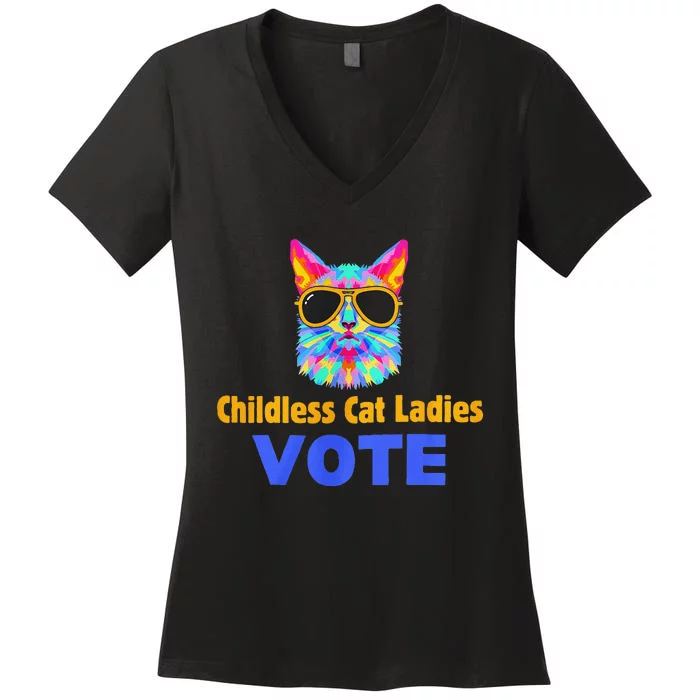 Childless Cat Ladies Vote Blue Gift Women's V-Neck T-Shirt