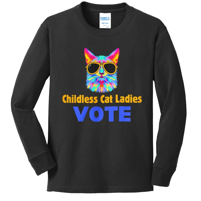 Childless Cat Ladies Vote Blue Gift Kids Long Sleeve Shirt