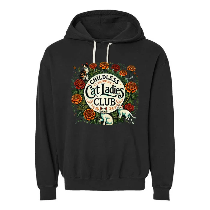 Childless Cat Ladies Club Illustration Garment-Dyed Fleece Hoodie