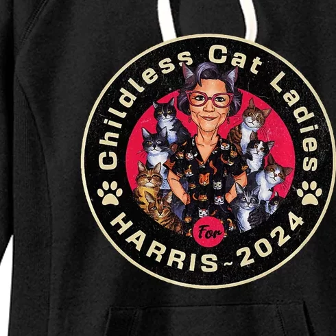 Childless Cat Ladies For Harris For President 2024 Women's Fleece Hoodie