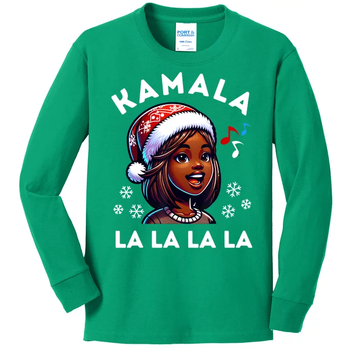 Christmas Comma La La La Family Xmas Kamala Harris 2024 African Gift Kids Long Sleeve Shirt