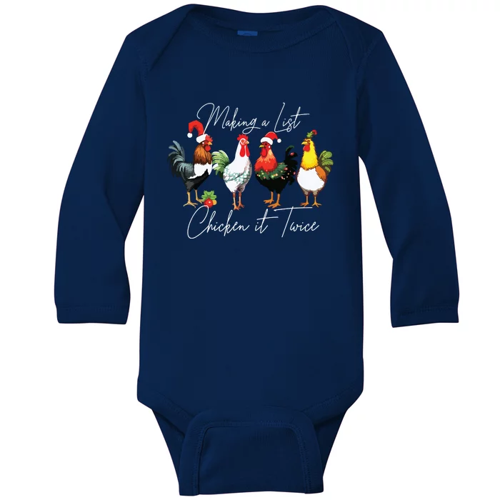 Christmas Chicken Lover Xmas Santa Hat Funny Farm Gift Baby Long Sleeve Bodysuit