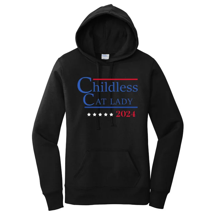 Childless Cat Lady 2024 Ladies Is Voting Kamala Gift Women's Pullover Hoodie