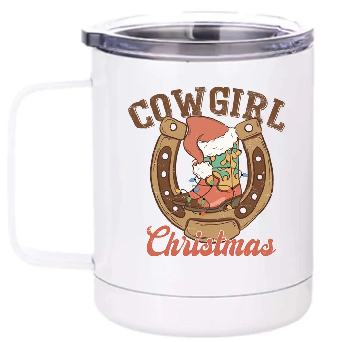 Cowgirl Christmas Lights Boots Funny Xmas Lights Gift Front & Back 12oz Stainless Steel Tumbler Cup