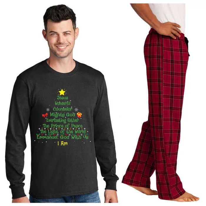 Christian Christmas Lover Bible Names Of Jesus Tree Xmas Long Sleeve Pajama Set