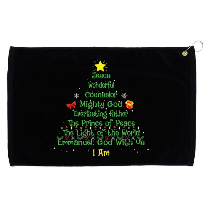 Christian Christmas Lover Bible Names Of Jesus Tree Xmas Grommeted Golf Towel