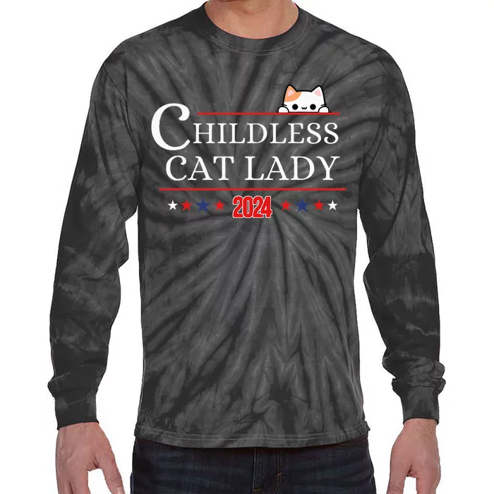 Childless Cat Lady 2024 Tie-Dye Long Sleeve Shirt