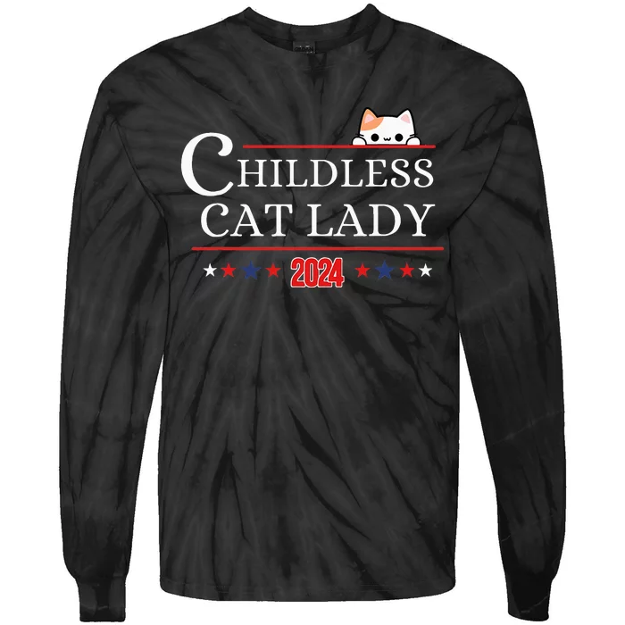 Childless Cat Lady 2024 Tie-Dye Long Sleeve Shirt