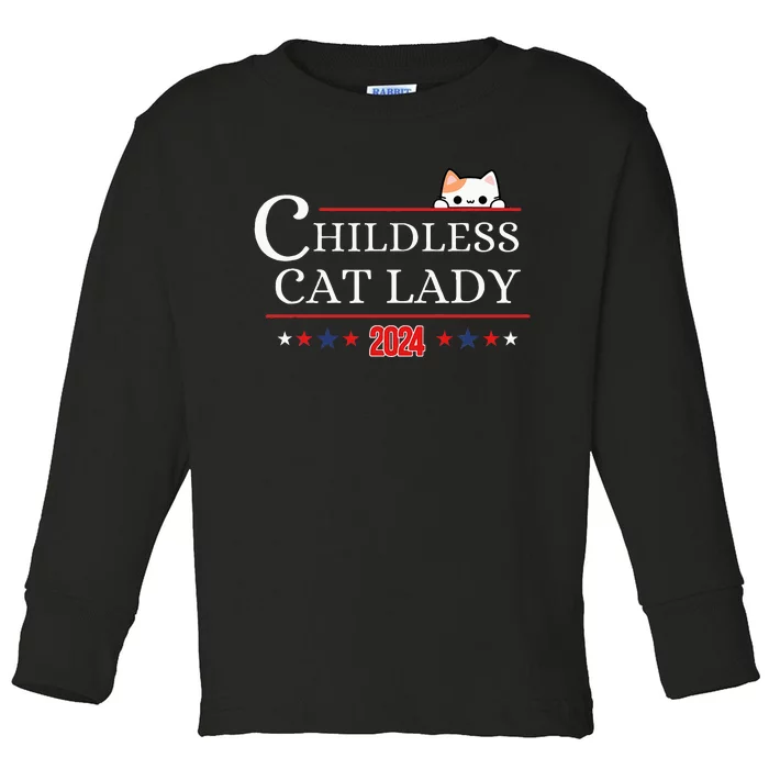 Childless Cat Lady 2024 Toddler Long Sleeve Shirt