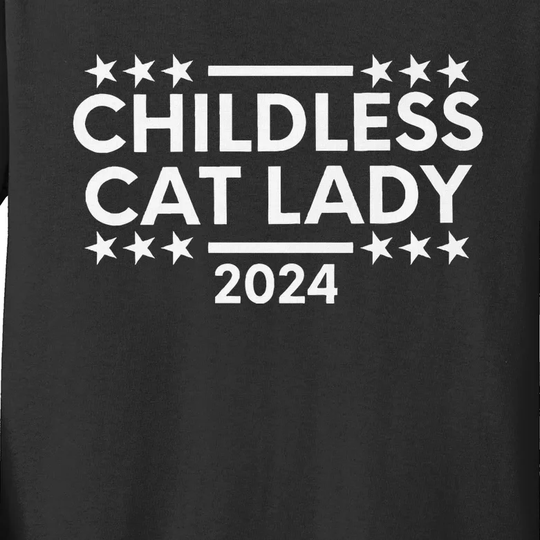 Childless Cat Lady 2024 Kids Long Sleeve Shirt