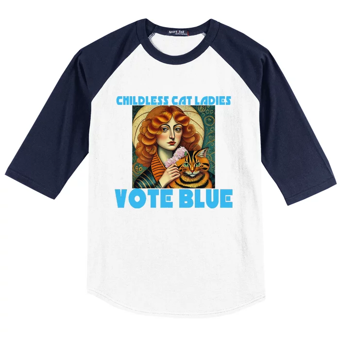 Childless Cat Ladies Vote Blue Gift Baseball Sleeve Shirt