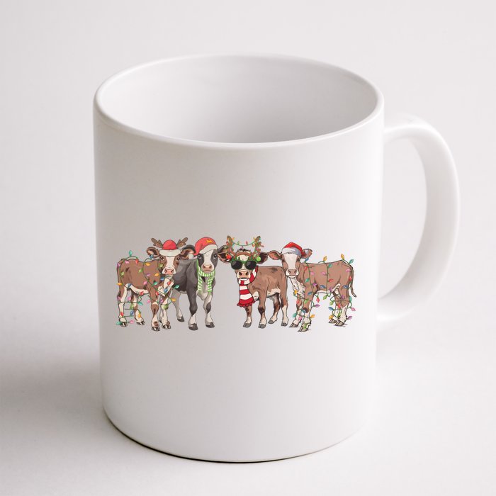 Cow Christmas Light Mooey Christmas Farm Animal Front & Back Coffee Mug