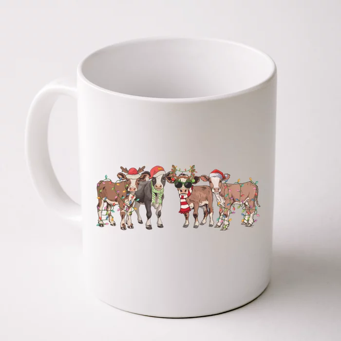 Cow Christmas Light Mooey Christmas Farm Animal Front & Back Coffee Mug