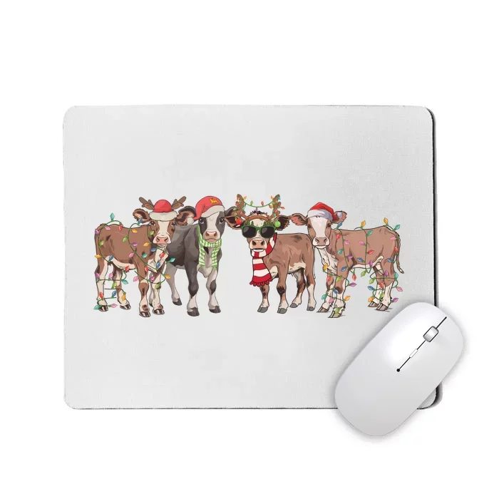 Cow Christmas Light Mooey Christmas Farm Animal Mousepad