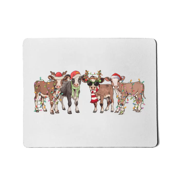 Cow Christmas Light Mooey Christmas Farm Animal Mousepad