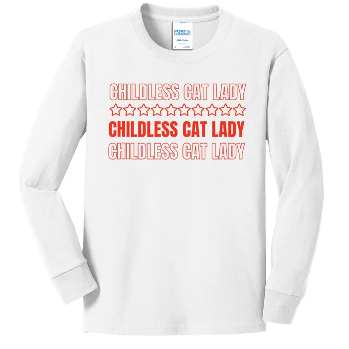 Childless Cat Lady Funny Kitty Cute Thank You Kids Long Sleeve Shirt