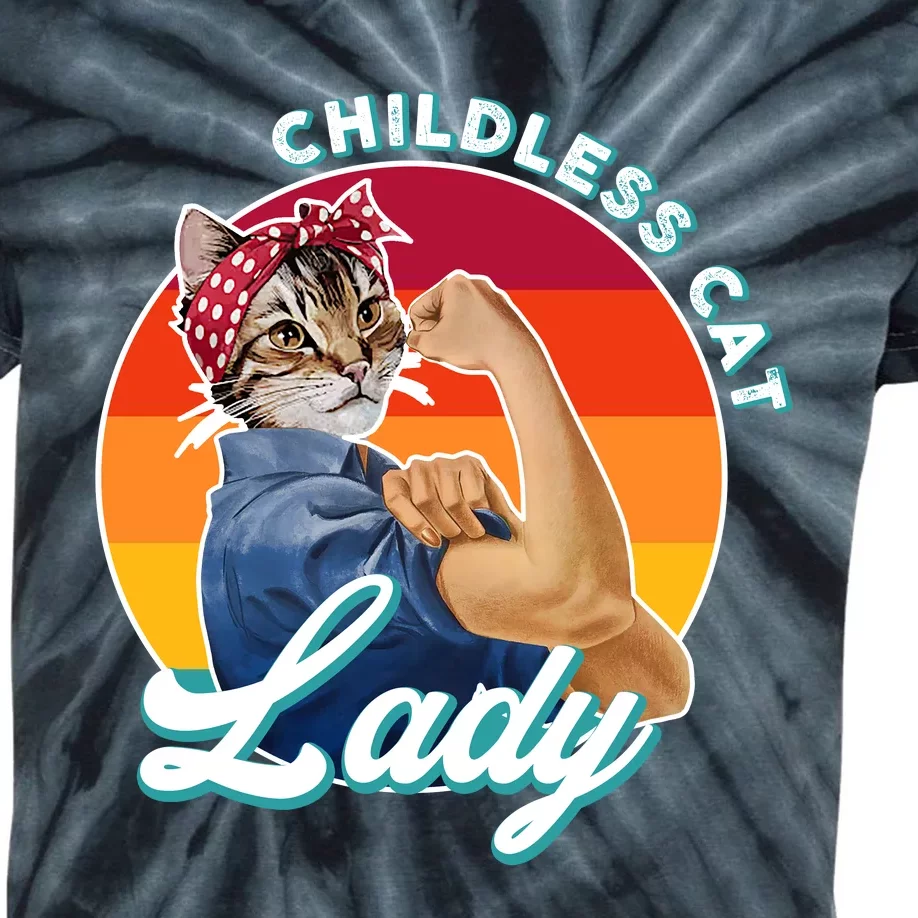 Childless Cat Lady Kids Tie-Dye T-Shirt