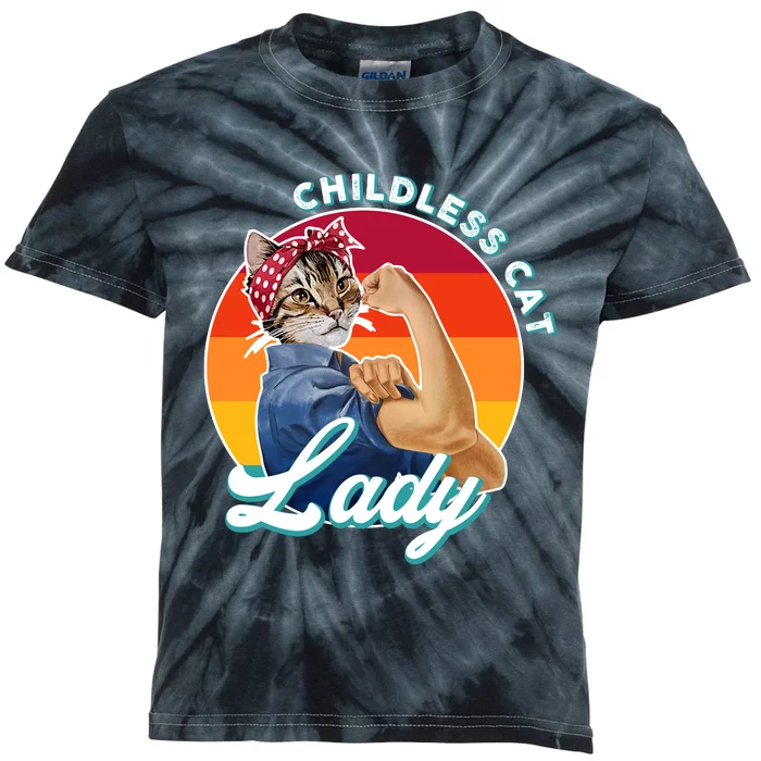 Childless Cat Lady Kids Tie-Dye T-Shirt