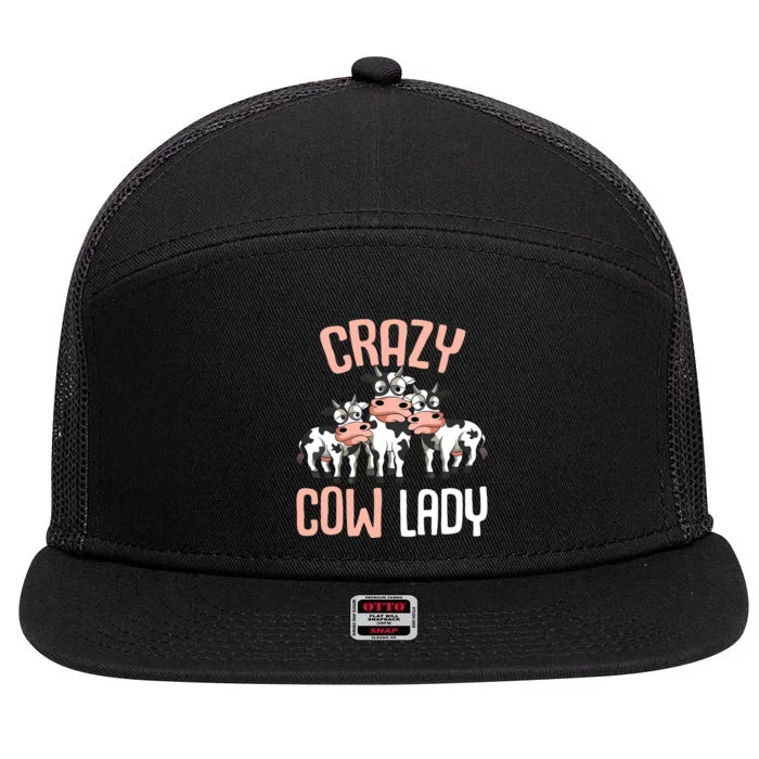 Crazy Cow Lady Cow Lover 6405 7 Panel Mesh Trucker Snapback Hat