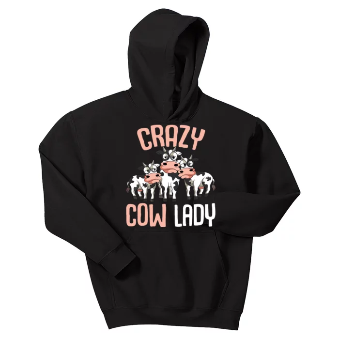 Crazy Cow Lady Cow Lover 6405 Kids Hoodie