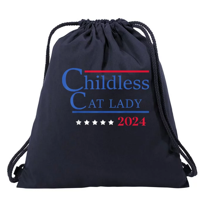 Childless Cat Lady 2024 Ladies Is Voting Kamala Drawstring Bag