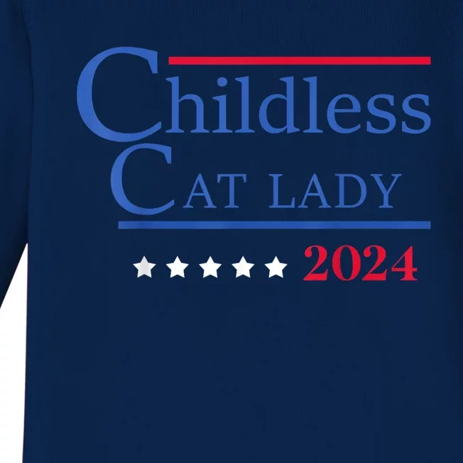 Childless Cat Lady 2024 Ladies Is Voting Kamala Baby Long Sleeve Bodysuit