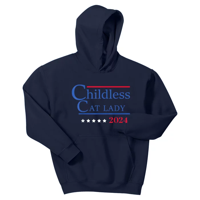 Childless Cat Lady 2024 Ladies Is Voting Kamala Kids Hoodie