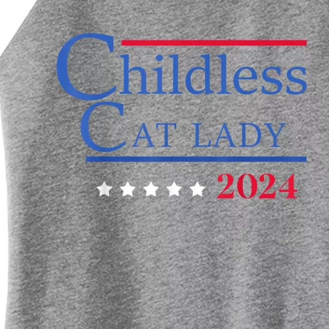 Childless Cat Lady 2024 Ladies Is Voting Kamala Women’s Perfect Tri Rocker Tank