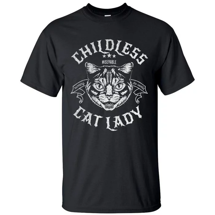 Childless Cat Lady Feminist Voting Ladies Is Voting Kamala Tall T-Shirt