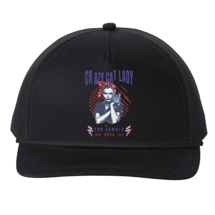 Crazy Cat Lady For Kamala 2024 Gift Snapback Five-Panel Rope Hat