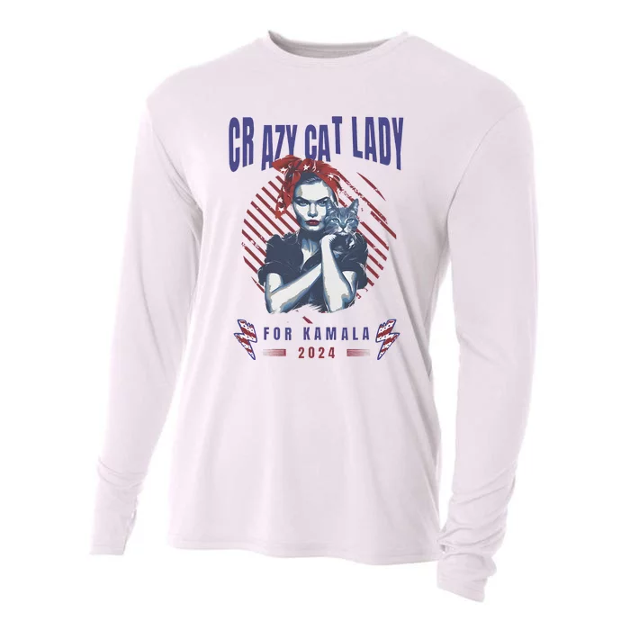 Crazy Cat Lady For Kamala 2024 Gift Cooling Performance Long Sleeve Crew