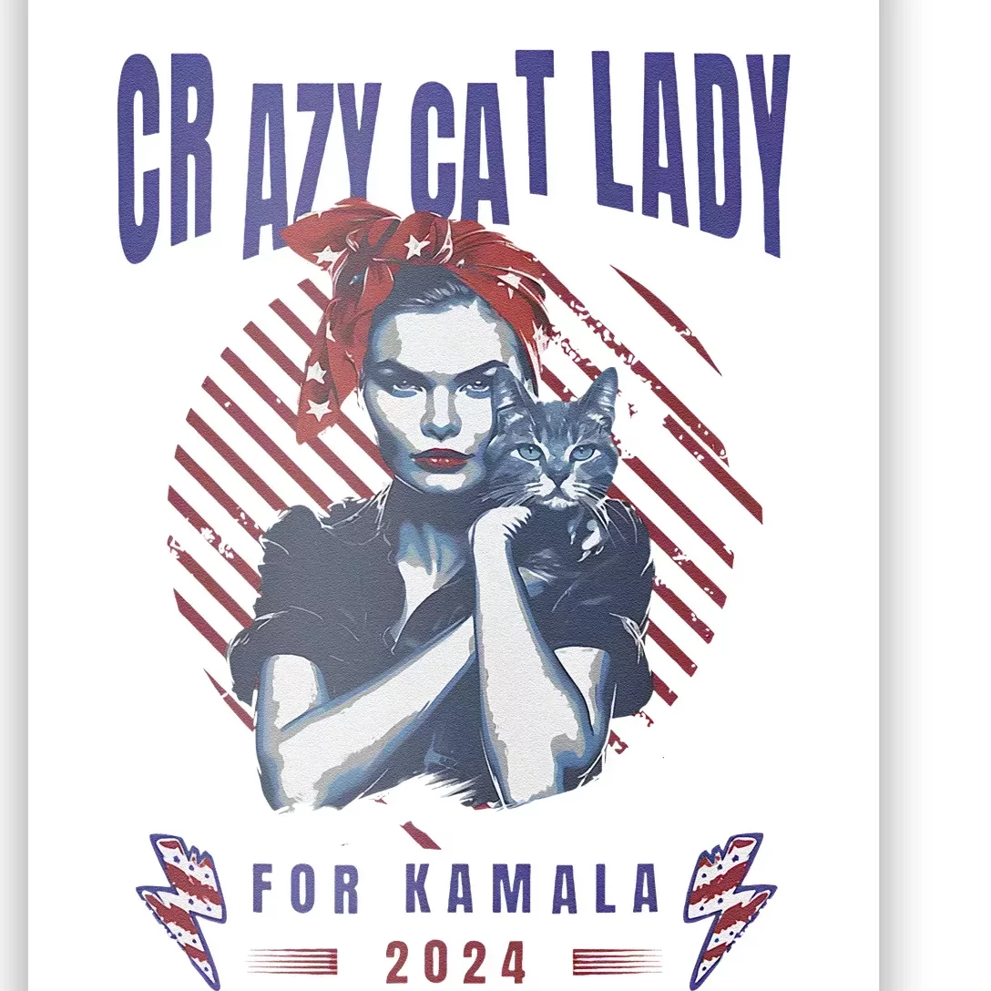 Crazy Cat Lady For Kamala 2024 Gift Poster