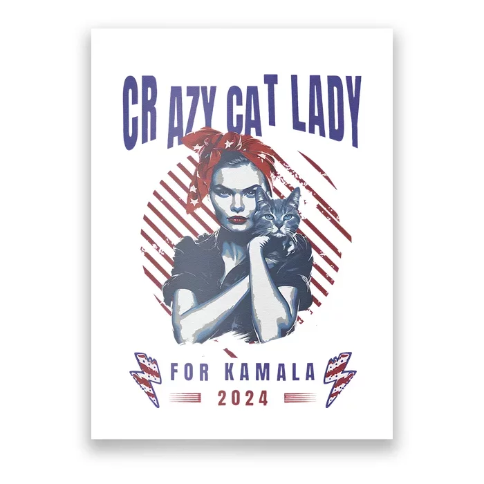 Crazy Cat Lady For Kamala 2024 Gift Poster