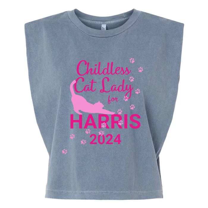 Childless Cat Lady For Harris 2024 Garment-Dyed Women's Muscle Tee