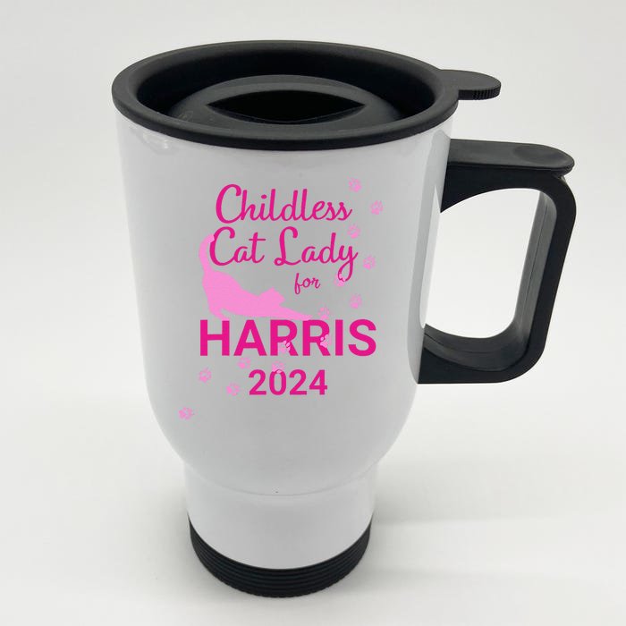 Childless Cat Lady For Harris 2024 Front & Back Stainless Steel Travel Mug